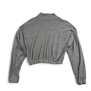 Garage Women’s S Grey Cropped Turtleneck Sweater Knit Long Sleeve Top